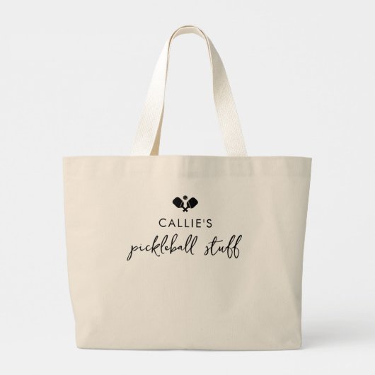 Aangepaste Pickleball Player Grote Tote Bag (Achterkant)