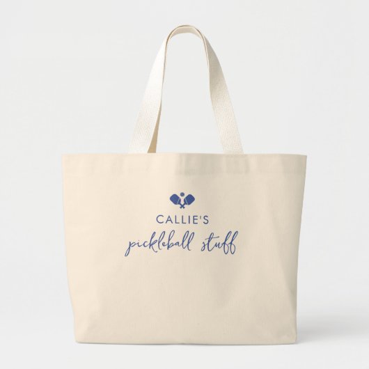 Aangepaste Pickleball Player Grote Tote Bag (Voorkant)