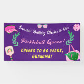 Aangepaste Pickleball Queen verjaardagsbanner Spandoek (Horizontaal)