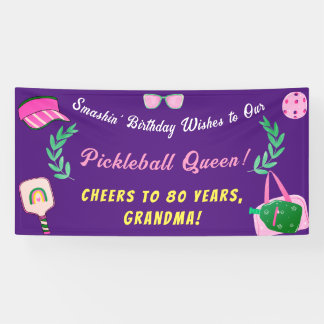 Aangepaste Pickleball Queen verjaardagsbanner Spandoek