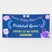 Aangepaste Pickleball Queen verjaardagsbanner Spandoek (Horizontaal)