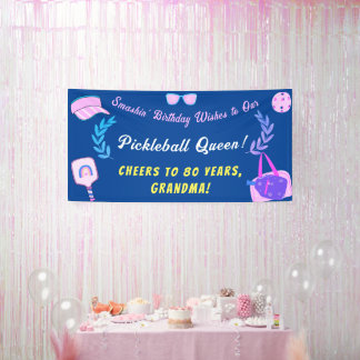 Aangepaste Pickleball Queen verjaardagsbanner Spandoek