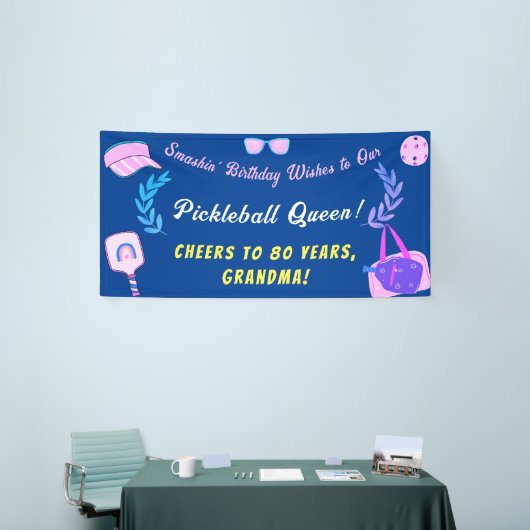 Aangepaste Pickleball Queen verjaardagsbanner Spandoek (Beurs)