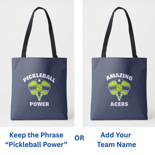 Aangepaste pickleball teamnaam tote bag