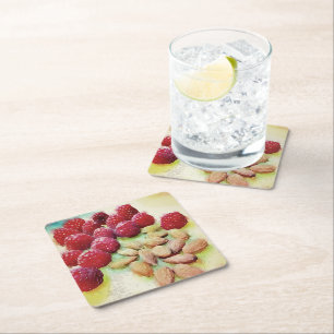 Aangepaste picknick Snack Frambozen Almonds Waterv Kartonnen Onderzetters