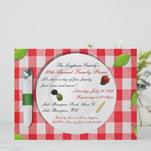 Aangepaste picknick-uitnodigingen kaart (Staand voorkant)