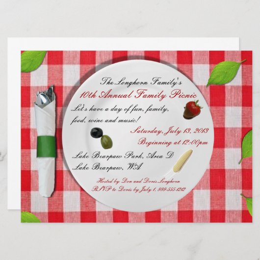 Aangepaste picknick-uitnodigingen kaart (Voorkant / Achterkant)