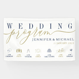 Aangepaste pictogrammen voor Navy Gold Wedding Pro Spandoek