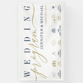 Aangepaste pictogrammen voor Navy Gold Wedding Pro Spandoek (Verticaal)