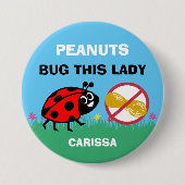 Aangepaste pinda Allergy Alert Ladybug Ronde Button 7,6 Cm (Voorkant)