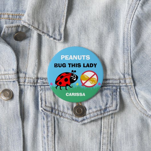 Aangepaste pinda Allergy Alert Ladybug Ronde Button 7,6 Cm (In situ)