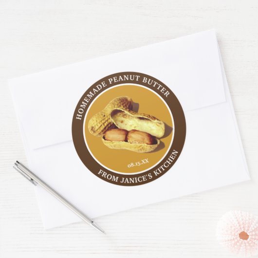 Aangepaste pindakaas voedselpot ronde sticker (Envelop)