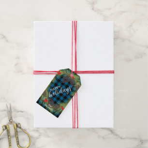 Aangepaste pineconcentraties op blauwe buffelconta cadeaulabel