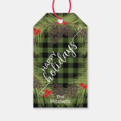 Aangepaste pineconnes voor groene buffelcontactdoo cadeaulabel (Achterkant)