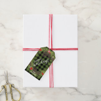 Aangepaste pineconnes voor groene buffelcontactdoo cadeaulabel