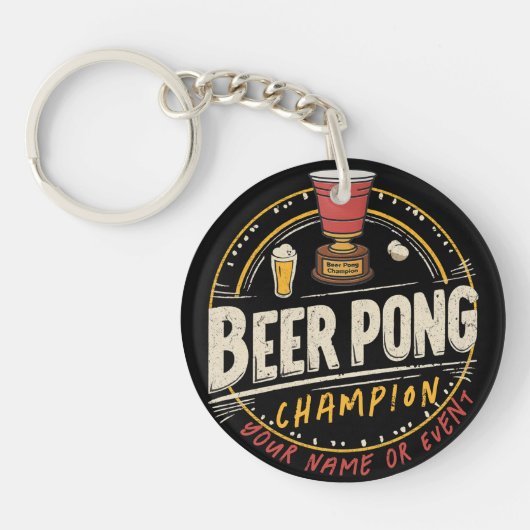 Aangepaste Ping Pong Beer League Sleutelhanger (Voorkant)
