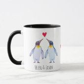 Aangepaste pinguïn Couple Names Aangepast Mug Mok (Links)