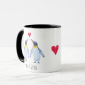 Aangepaste pinguïn Couple Names Aangepast Mug Mok (Voorkant links)
