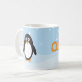 Aangepaste pinguïn-mok met sneeuwachtergrond koffiemok (Voorkant links)
