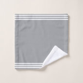 Aangepaste pinguïns & drie strepen op lichtgrijs bad handdoek (Wasdoekje)