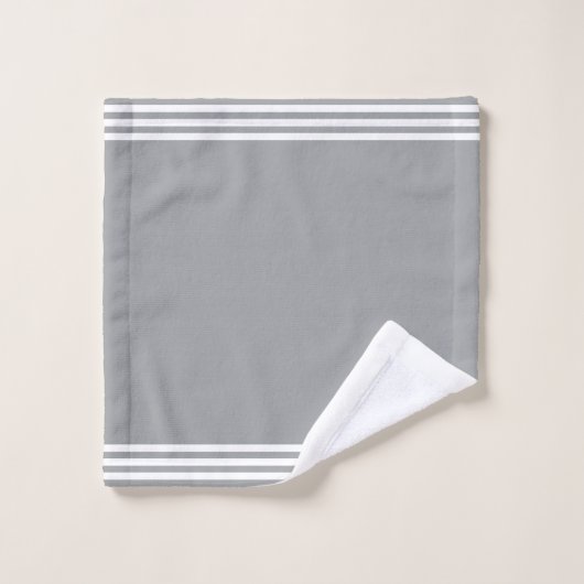 Aangepaste pinguïns & drie strepen op lichtgrijs bad handdoek (Wasdoekje)