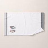 Aangepaste Pinguïns & Drie Zwarte Strepen op Wit Bad Handdoek (Handdoek)
