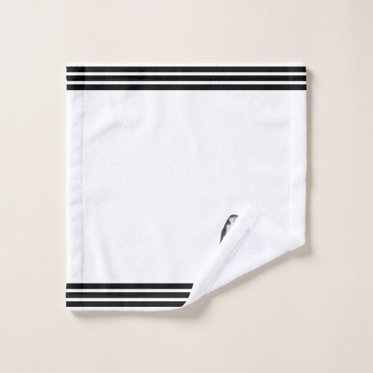 Aangepaste pinguïns en drie zwarte strepen op wit bad handdoek (Wasdoekje)