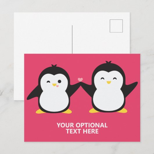 Aangepaste pinguïns tekst en kleur aanpassen briefkaart (Voorkant / Achterkant)