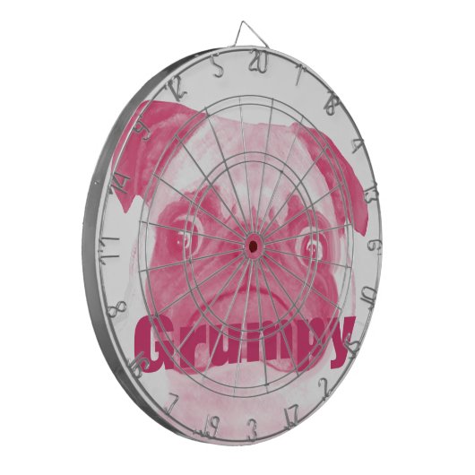 Aangepaste PINK Grumpy Puggy Dartbord (Voorkant Links)