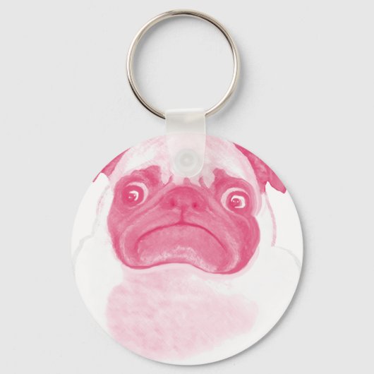 Aangepaste PINK Grumpy Puggy Sleutelhanger (Voorkant)