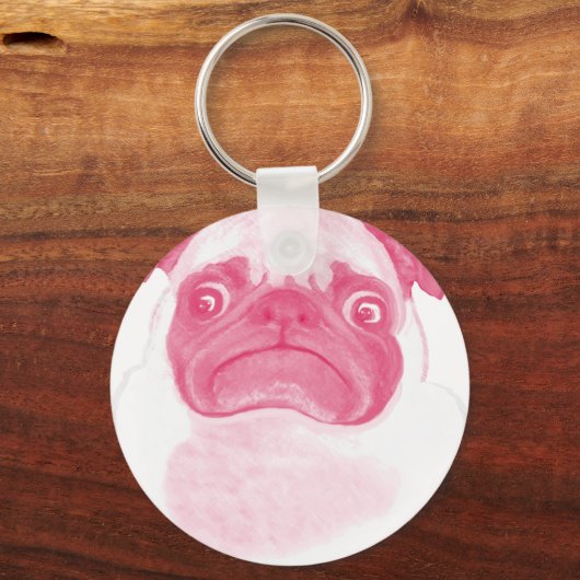 Aangepaste PINK Grumpy Puggy Sleutelhanger (Voorkant)