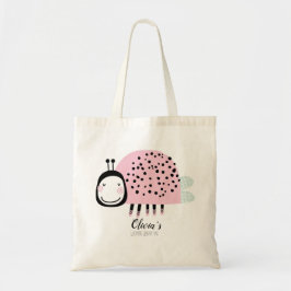 Aangepaste pink Ladybug Library Bag Tote Bag