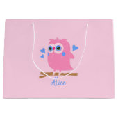 Aangepaste PInk Owl Gift Bag Groot Cadeauzakje (Voorkant)