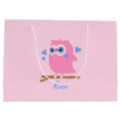 Aangepaste PInk Owl Gift Bag Groot Cadeauzakje (Achterkant)