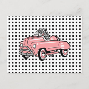 Aangepaste  PINK PEDAL CAR-kaart Briefkaart