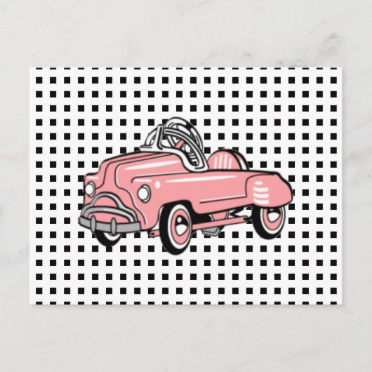 Aangepaste  PINK PEDAL CAR-kaart Briefkaart (Voorkant)