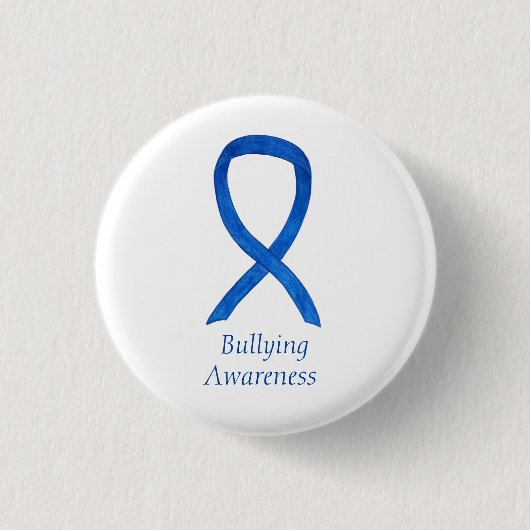 Aangepaste pins voor bulkbewustzijn Blauw lint Ronde Button 3,2 Cm (Voorkant)