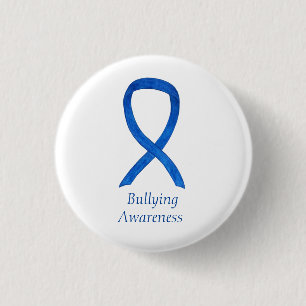 Aangepaste pins voor bulkbewustzijn Blauw lint Ronde Button 3,2 Cm