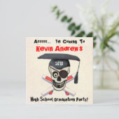 Aangepaste Pirate Afstuderen Graduation Party Invi Kaart (Staand voorkant)