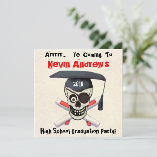 Aangepaste Pirate Afstuderen Graduation Party Invi Kaart (Staand voorkant)