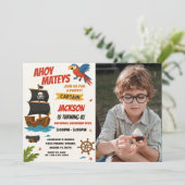 Aangepaste Pirate Verjaardag Uitnodiging met foto (Staand voorkant)