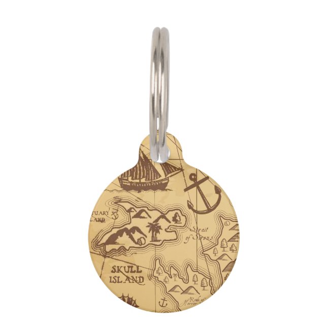 Aangepaste Piratenkaart landpunt Familie Huisdierpenning (Voorkant)