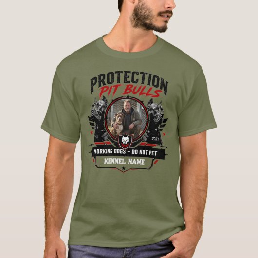 Aangepaste Pit Bull Kennel - Aangepaste Foto & Naa T-shirt (Voorkant)