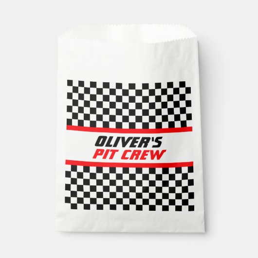 Aangepaste Pit Crew Checkered Flag Party Bedankzakje (Voorkant)