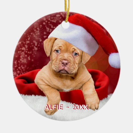 Aangepaste Pitbull Puppie Hond Foto Keramisch Ornament (Voorkant)