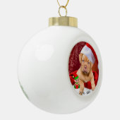 Aangepaste Pitbull Puppy Dog Foto met Cute Elf Keramische Bal Ornament (Links)