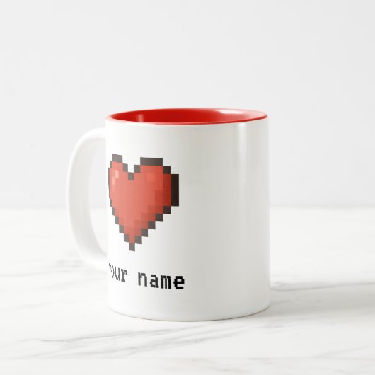 Aangepaste Pixel Heart Arcade-Mok Tweekleurige Koffiemok (Voorkant links)