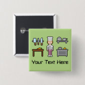 Aangepaste pixel Vrouw Chef Vierkante Button 5,1 Cm (Voorkant /achterkant)
