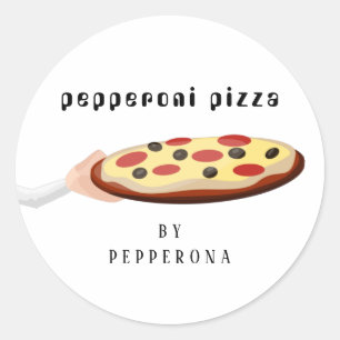 Aangepaste pizza pepperoni eenvoudige illustratie  ronde sticker