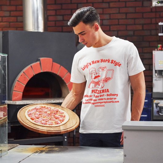 Aangepaste Pizza Restaurant Gedetailleerde Grafisc T-shirt